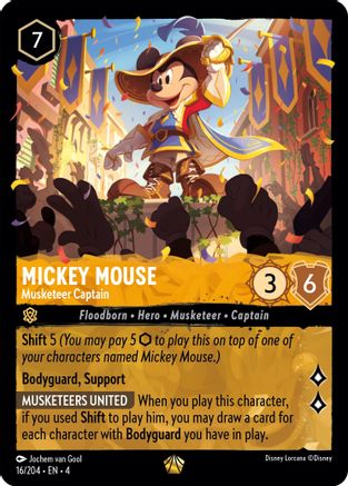 Mickey Mouse (Musketeer Captain) - 16/204 - Legendary (Foil)