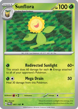 Sunflora 007/167  - Reverse Holofoil SV06 Twilight Masquerade - Uncommon