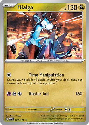 Dialga 135/191  - Reverse Holofoil SV08 Surging Sparks - Rare