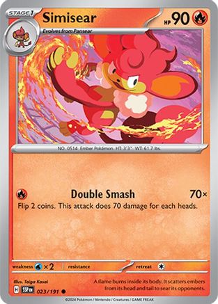 Simisear 023/191  - Reverse Holofoil SV08 Surging Sparks - Common