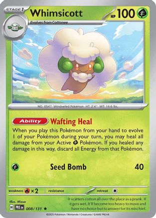Whimsicott - 008  - Reverse Holofoil - Rare