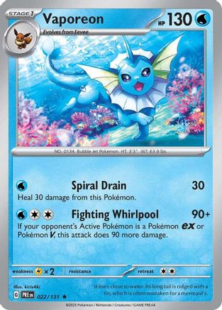 Vaporeon - 022  - Holofoil - Rare