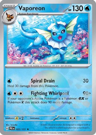 Vaporeon (Poke Ball Pattern) - 022  - Holofoil - Rare