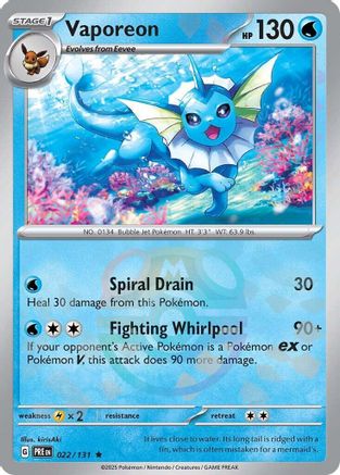 Vaporeon (Master Ball Pattern) - 022  - Holofoil - Rare