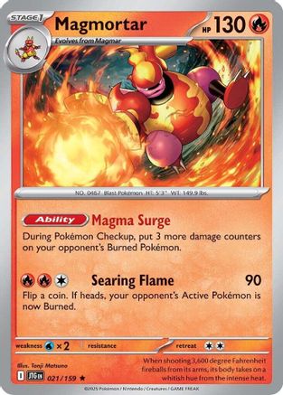 Magmortar 021  - Reverse Holofoil SV09 Journey Together - Rare