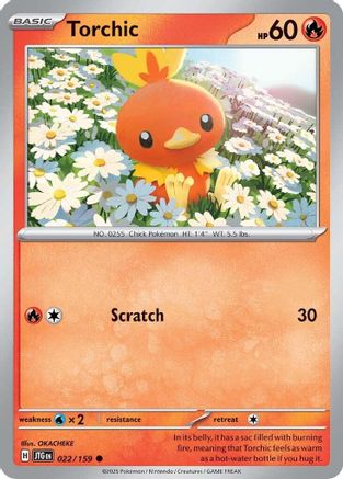 Torchic 022  - Reverse Holofoil SV09 Journey Together - Common