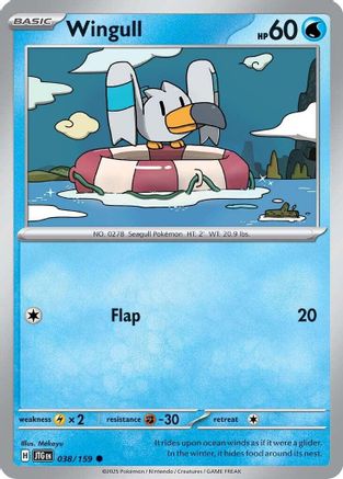 Wingull 038  - Reverse Holofoil SV09 Journey Together - Common