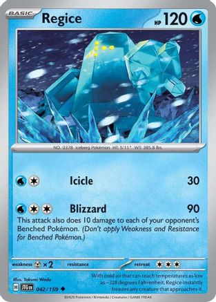 Regice 042  - Reverse Holofoil SV09 Journey Together - Uncommon