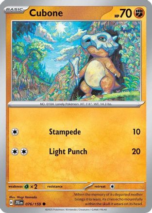 Cubone 076  - Reverse Holofoil SV09 Journey Together - Common
