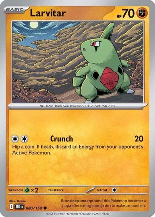 Larvitar 080  - Reverse Holofoil SV09 Journey Together - Common