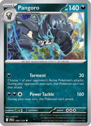 Pangoro 099  - Reverse Holofoil SV09 Journey Together - Uncommon