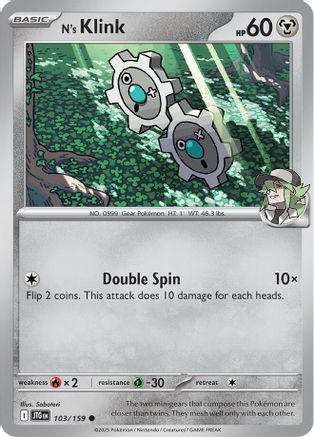 N's Klink 103  - Reverse Holofoil SV09 Journey Together - Common