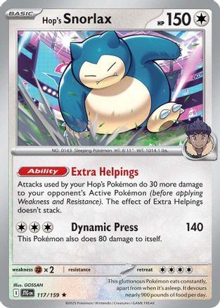 Hop's Snorlax 117  - Holofoil SV09 Journey Together - Rare