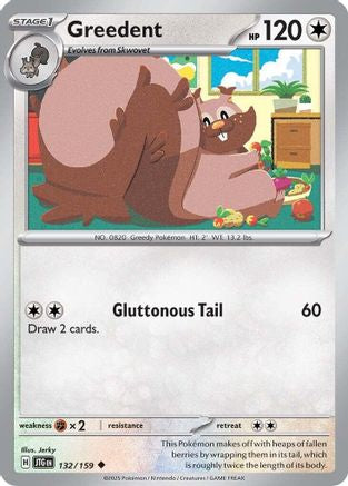 Greedent 132  - Reverse Holofoil SV09 Journey Together - Uncommon