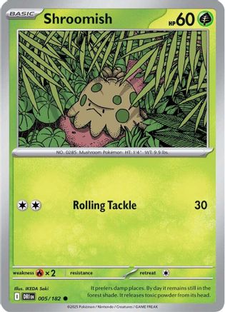 Shroomish 005  - Reverse Holofoil SV10 Destined Rivals - Common
