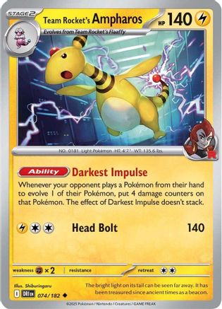 Team Rocket's Ampharos 074 - Uncommon Reverse Holo