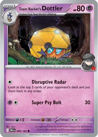 Team Rocket's Dottler 088 - Common Reverse Holo