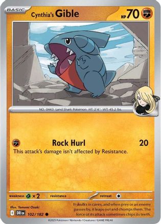 Cynthia's Gible 102 - Common Reverse Holo