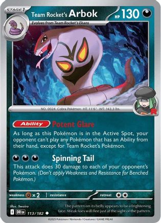Team Rocket's Arbok 113 - Uncommon Reverse Holo