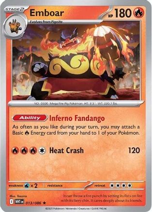 Emboar 013  - Reverse Holofoil SV White Flare - Rare