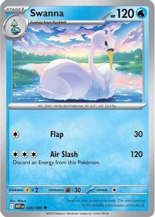 Swanna 026  - Reverse Holofoil SV White Flare - Uncommon