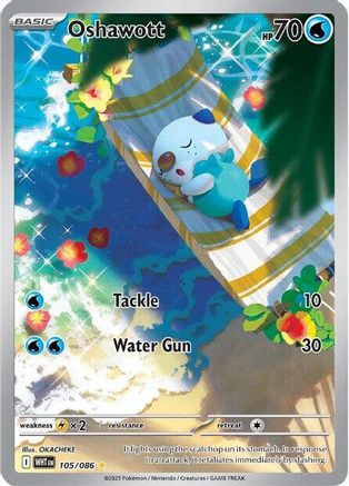 Oshawott 105/086  - Holofoil SV White Flare - Illustration Rare