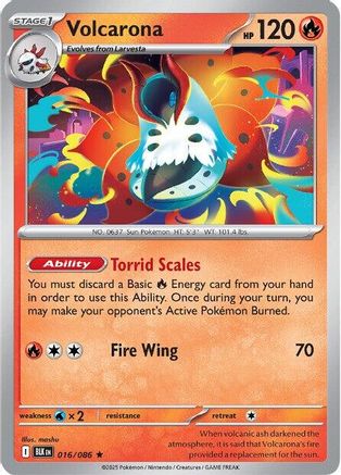 Volcarona 016  - Reverse Holofoil SV Black Bolt - Rare