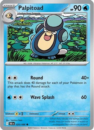 Palpitoad 020  - Reverse Holofoil SV Black Bolt - Common