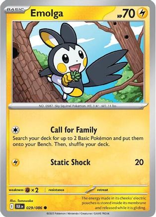 Emolga 029  - Reverse Holofoil SV Black Bolt - Common