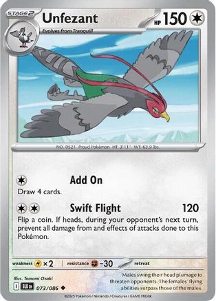 Unfezant 073  - Reverse Holofoil SV Black Bolt - Uncommon