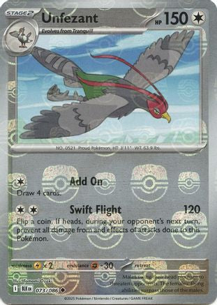 Unfezant (Master Ball Pattern) 073  - Holofoil SV Black Bolt - Uncommon