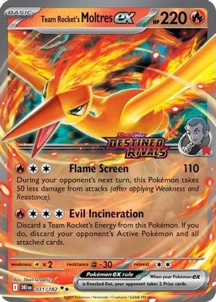 Team Rocket's Moltres ex (Destined Rivals Stamp) 031/182  - Holofoil Miscellaneous Cards & Products - Double Rare
