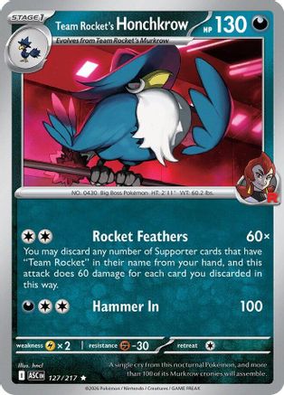 Team Rocket's Honchkrow 127 - Rare