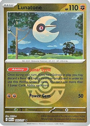 Lunatone (Dusk Ball) 105 - Rare Reverse Holo