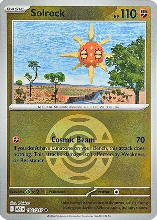 Solrock (Dusk Ball) 106 - Uncommon Reverse Holo