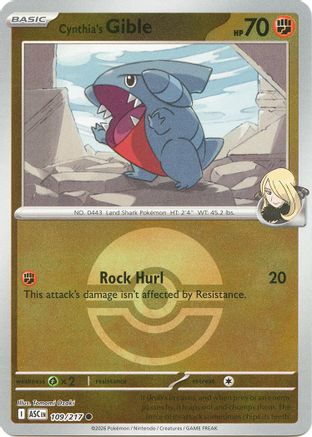 Cynthia's Gible (Poke Ball) 109 - Common Reverse Holo