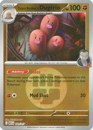 Team Rocket's Dugtrio (Energy Symbol Pattern) 101/217 - Uncommon Reverse Holo