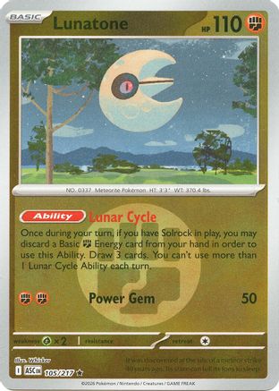 Lunatone (Energy Symbol Pattern) 105 - Rare Reverse Holo