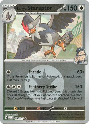 Larry's Staraptor (Energy Symbol Pattern) 170/217 - Rare Reverse Holo