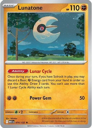 Lunatone (Non-Holo) - 74/132 - Rare