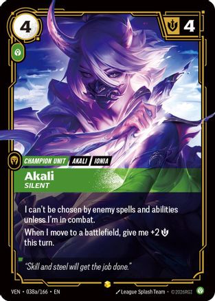 Akali - Silent (Alternate Art) - 038a/166 - Showcase
