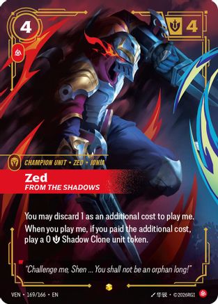 Zed - From the Shadows (Overnumbered) - 169/166 - Showcase