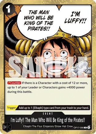 I'm Luffy!! The Man Who Will Be King of the Pirates!! - OP17-096 - Rare (Presale)