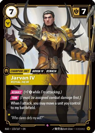 Jarvan IV, Royal Heir - 133/167 - Rare