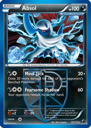 Absol (Team Plasma) - 67/116 - Holo Rare - Reverse Holo