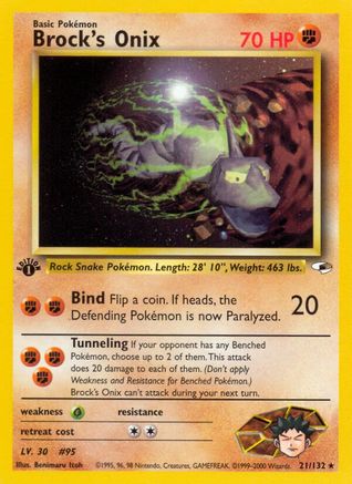 Brock's Onix (21) 021  - 1st Edition Gym Heroes - Rare