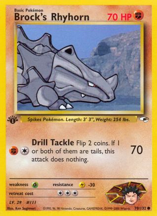 Brock's Rhyhorn (70) 070/132  - 1st Edition Gym Heroes - Common