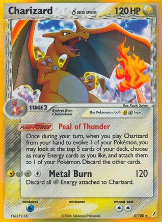 Charizard (Delta Species) - 4/100 - Holo Rare - Reverse Holo