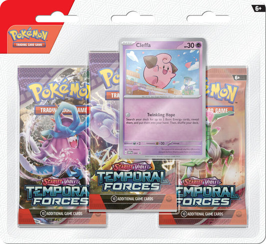 Pokémon Scarlet & Violet-Temporal Forces 3 Booster Packs & Cleffa Promo Card