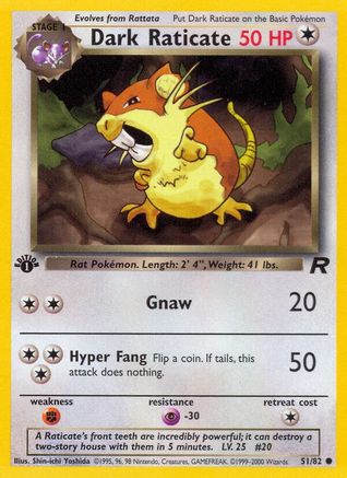 Dark Raticate 051/82  - 1st Edition Team Rocket - Common